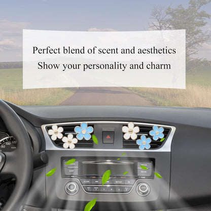 ORIESSE 6pcs Flowers Car Air Freshener Vent Clips Purple White Daisy Air Vent Clip Car Accessories for Women 3.3cm/3cm Flower Vehicle Interior Decor Refillable Diffuser
