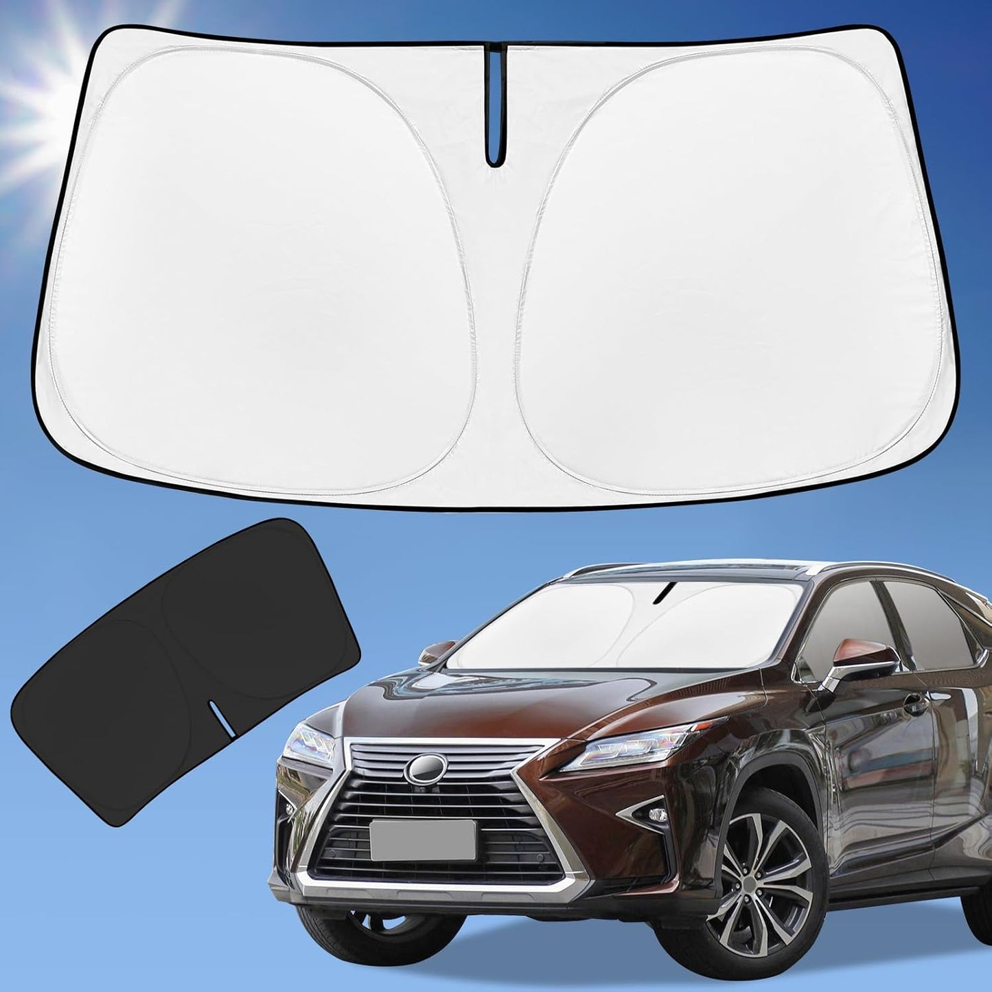 for Toyota Tacoma 2016-2023 2024 2025 2026 Sun Shade Sunshade Windshield Cover - 4 Layers Front Window Shade Custom Fit Tacoma 2Dr 4Dr Pickup Sun Visor 240T Shade Blocks UV Rays Car Accessories - Colors A