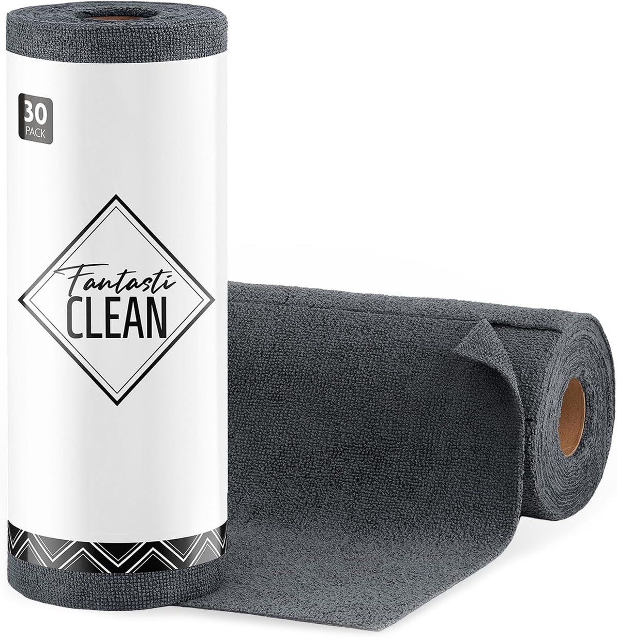 Fantasticlean Microfiber Cleaning Cloth Roll -75 Pack, Tear Away Microfiber Towels, 12" x 12", Reusable, Washable, Scratch Free, Ultra Absorbent for All-Around Cleaning Supplies (DimGray)