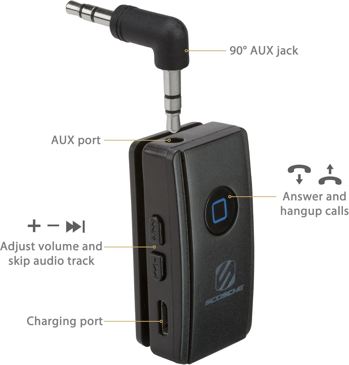 Scosche BTFM8 Bluetooth FM Transmitter Car, Dual 12W USB-C and USB-A Charging Ports, Fast Type-C Car Charger, Wireless Radio Bluetooth Adapter, Hands-Free Car Kit for Calls, Siri and Google Assistant