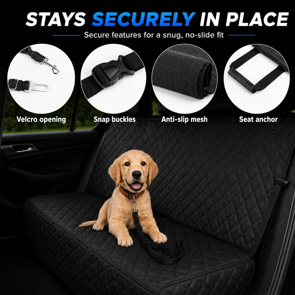fidozen Waterproof Dog Car Seat Cover for Back Seat: Suitable for Small and Large Dogs, Hammock and Pet Protector, Backseat seat Cover (Full Bench, Medium(54" W))