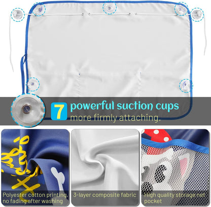 Car Sun Shade Side Window, 2 Pcs Blackout Car Window Shade for Baby Privacy with Storage Net Pockets Auto Curtains 7 Suction Cups for Heat/UV Protection Sun Block Covers