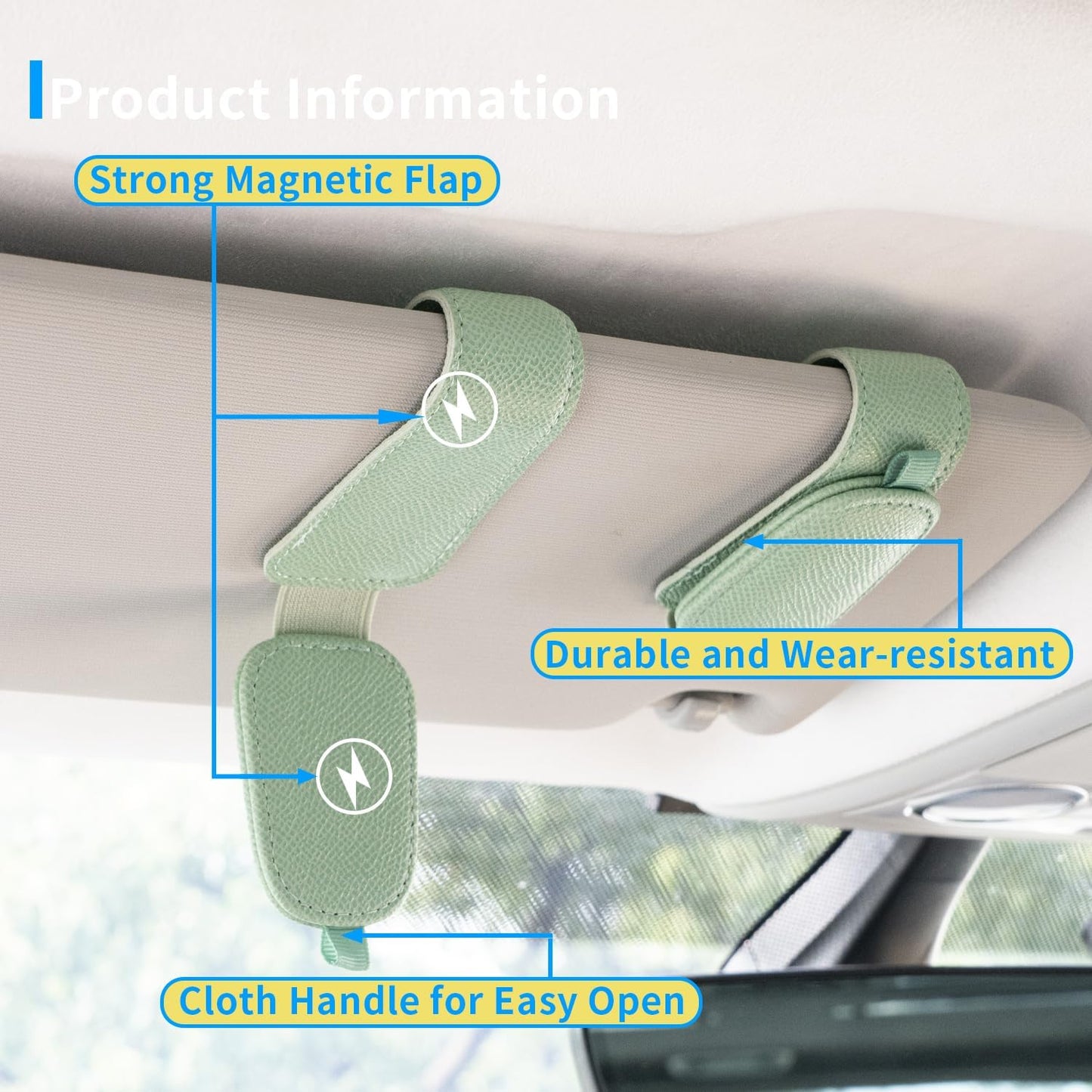 Yuoyar 2 Packs Magnetic Sunglass Holder for Car Visor (Grey) | Magnetic Interior Car Accessories