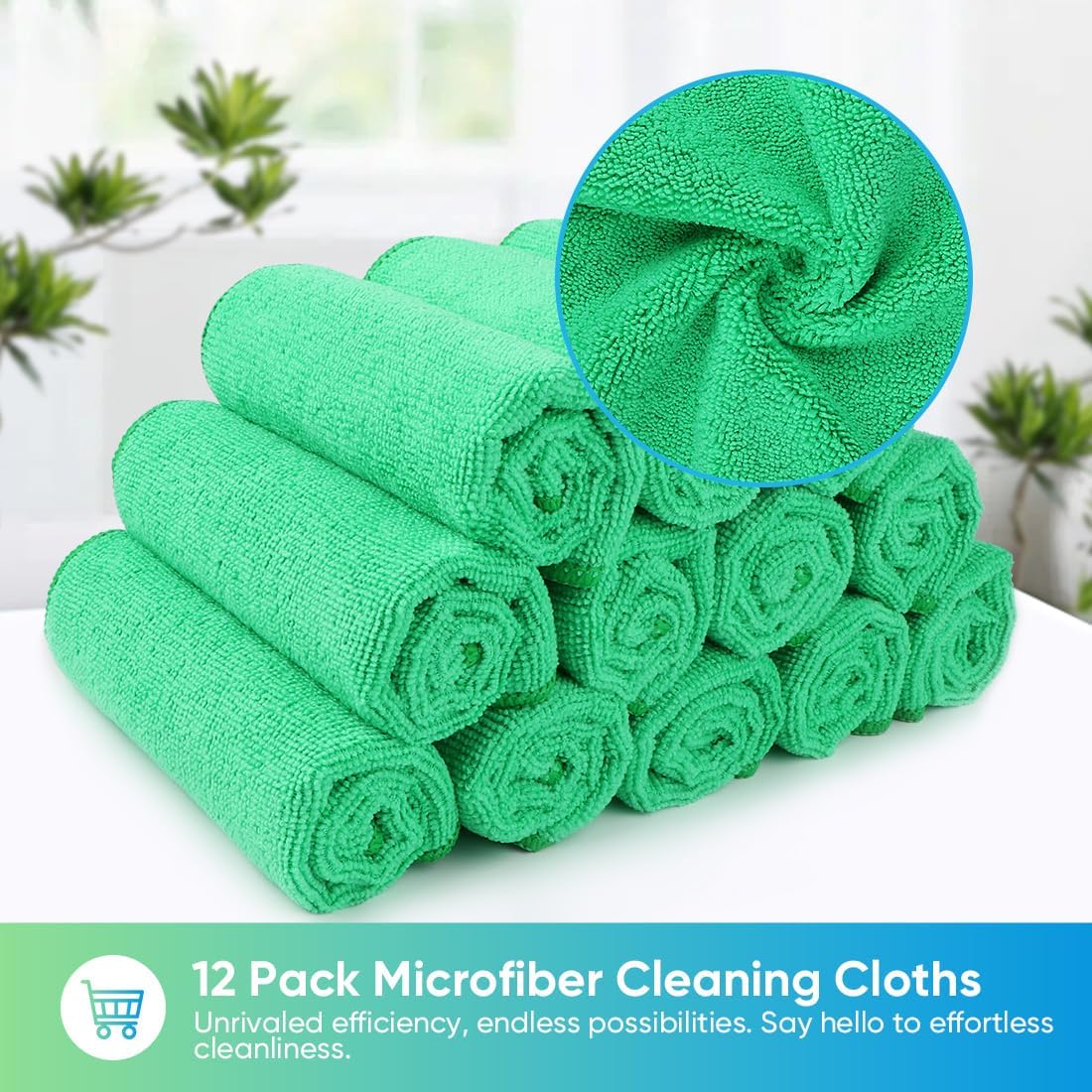 HOMEXCEL Grey Microfiber Cleaning Cloth, 12 Pack Premium Microfiber Towels for Cars, Lint Free, Scratch-Free, Highly Absorbent, Reusable Cleaning Rags for Car, Household, Kitchen, Window, 11.5"X11.5"