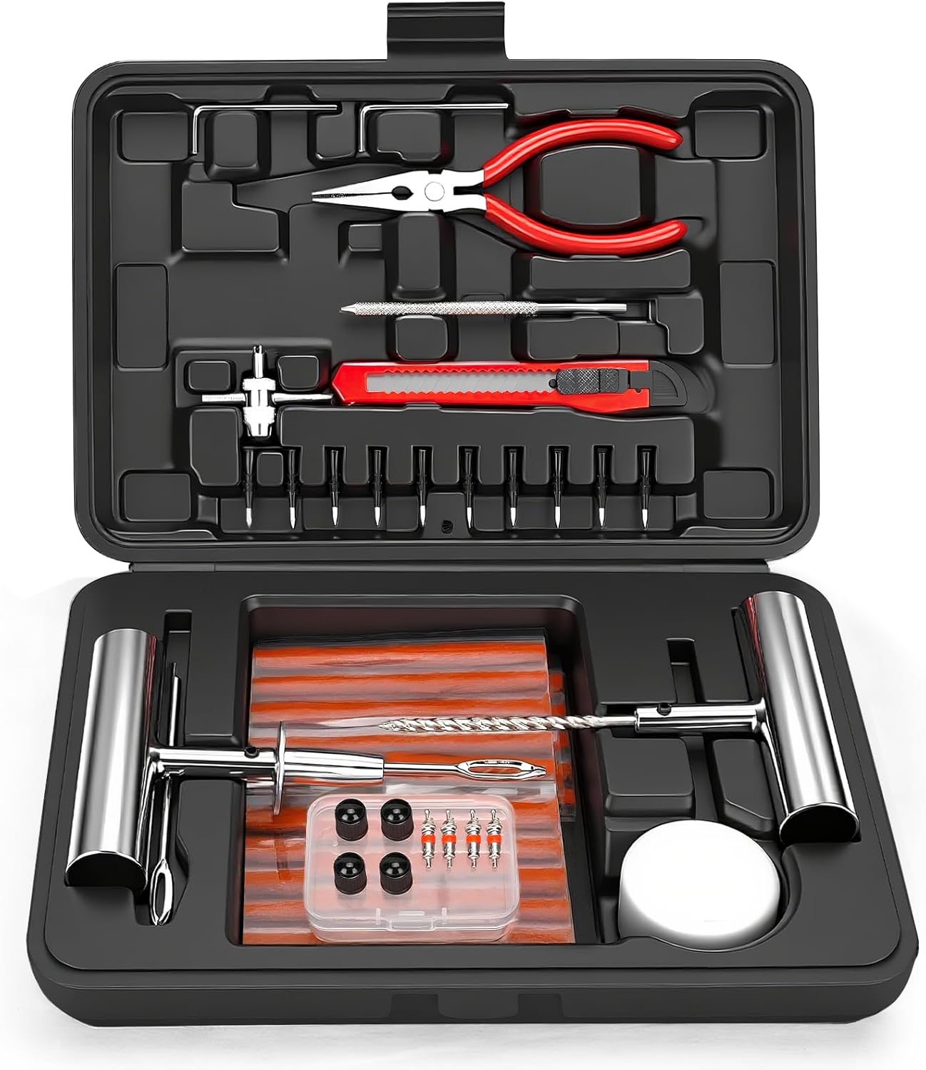 ORCISH Heavy Duty Tire Plug Kit - 70pcs All-in-One Universal Tire Repair Kit for Tubeless Flats, Emergency Tire Patch Kit for Car, Truck, SUV, ATV, Motorcycle, Trailer & RV