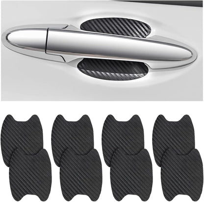 4PCS Sticker, Carbon Fiber Anti-Scratches Car Door Cup Protector, Non-Marking Auto Door Handle Protective Film, Universal for Most Car Handles (Black/4PCS)