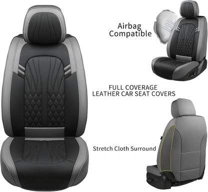 MINGBRON Leather Car Seat Covers,Car Seat Protector Waterproof,Seat Covers Full Set, Car Seat Protectors 5 Seats,Automotive Seat Covers Fit Most Cars Wine Red