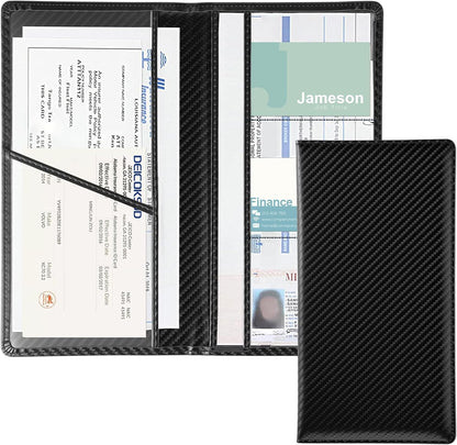 JUSTTOP 1Pack Car Registration and Insurance Holder,Car Document Holder for Cards License with Magnetic Shut,Vehicle Glove Box Car Organizer for Documents, Cards, License(Black)