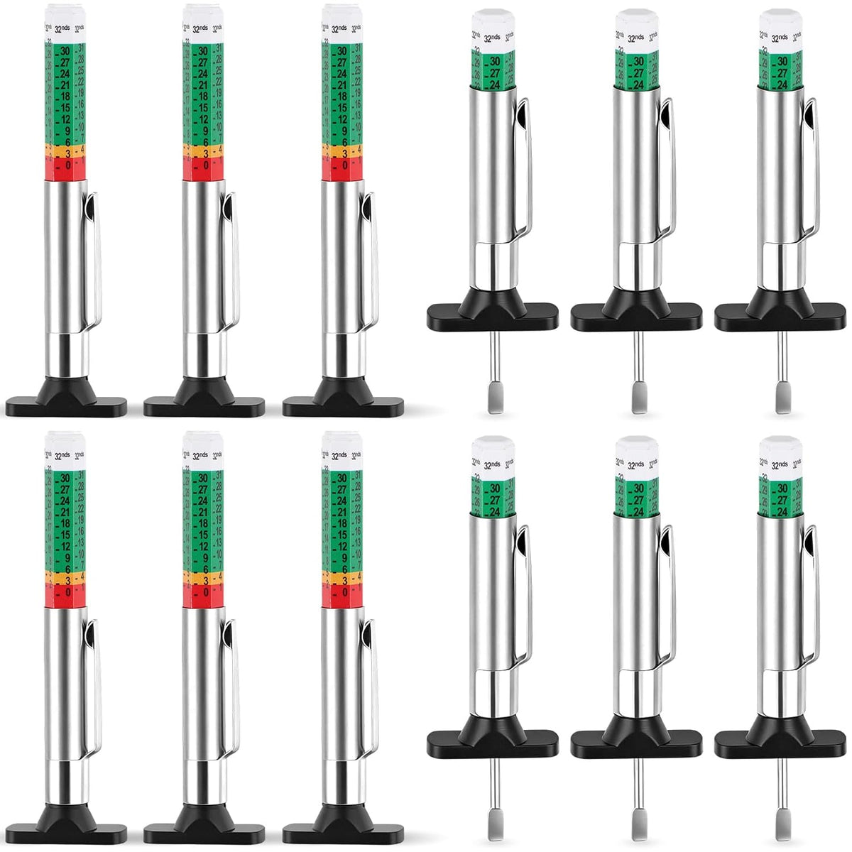 INBOF 4 Pack Tire Tread Depth Gauge, Color Coded Tire Depth Gauge Tool 32nds
