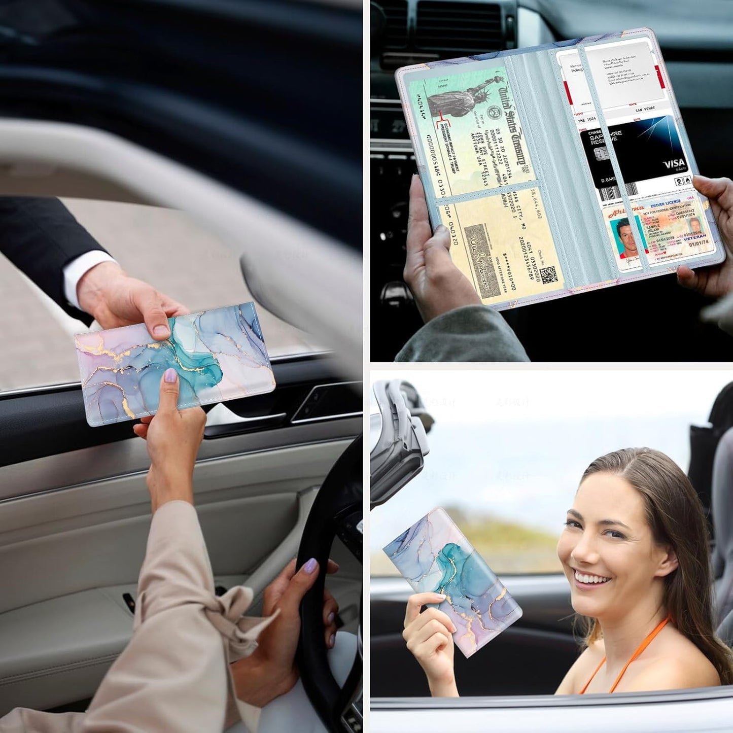 Car Registration and Insurance Holder，Colour Patterns Men Women Car License Document Registration and Insurance Card Holder
