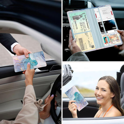 Car Registration and Insurance Holder，Colour Patterns Men Women Car License Document Registration and Insurance Card Holder
