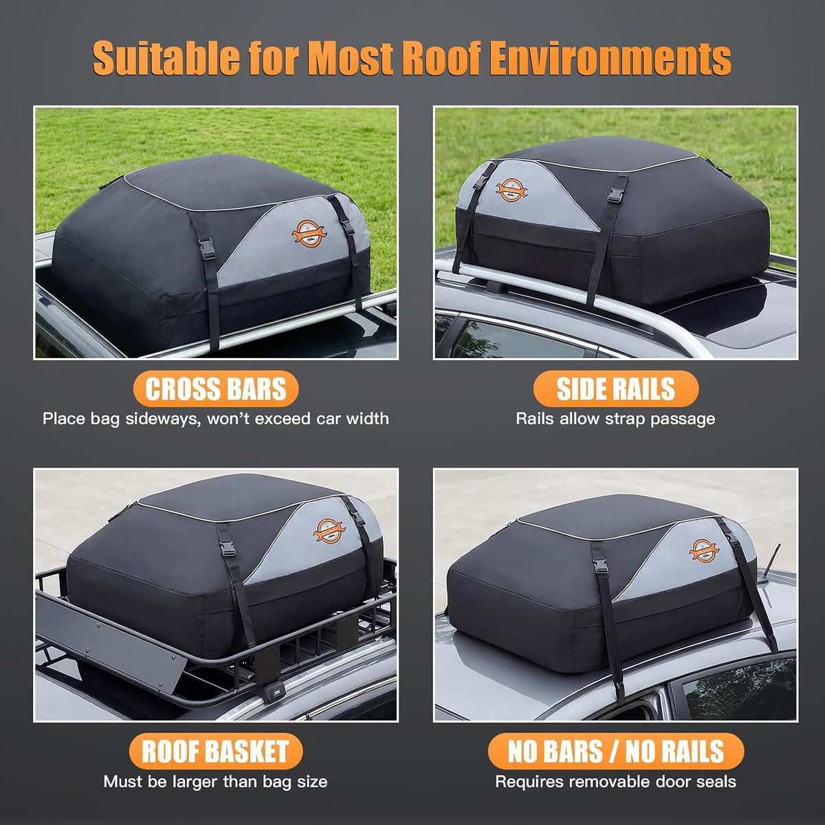 Sailnovo Soft Car Rooftop Cargo Carrier Roof Bag 20 Cubic Feet Waterproof Car Top Carrier, Fits Most Vehicle with/Without Rack, Include Anti-Slip Mat,6 Reinforced Straps,6 Door Hooks
