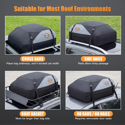 Sailnovo Soft Car Rooftop Cargo Carrier Roof Bag 20 Cubic Feet Waterproof Car Top Carrier, Fits Most Vehicle with/Without Rack, Include Anti-Slip Mat,6 Reinforced Straps,6 Door Hooks