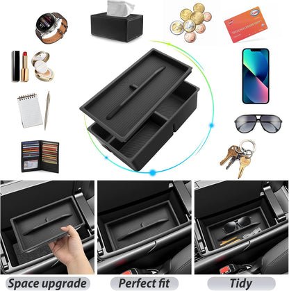 SKTU 2-Pack 2023 2024 2025 2026 Lexu s RX350 Center Console Organizer for 2023-2026 Lexu s RX350/RX450h/RX500h Console Tray 2023 2024 2025 2026 RX350 Accessories with Sunglasses Holder [Double Layers]