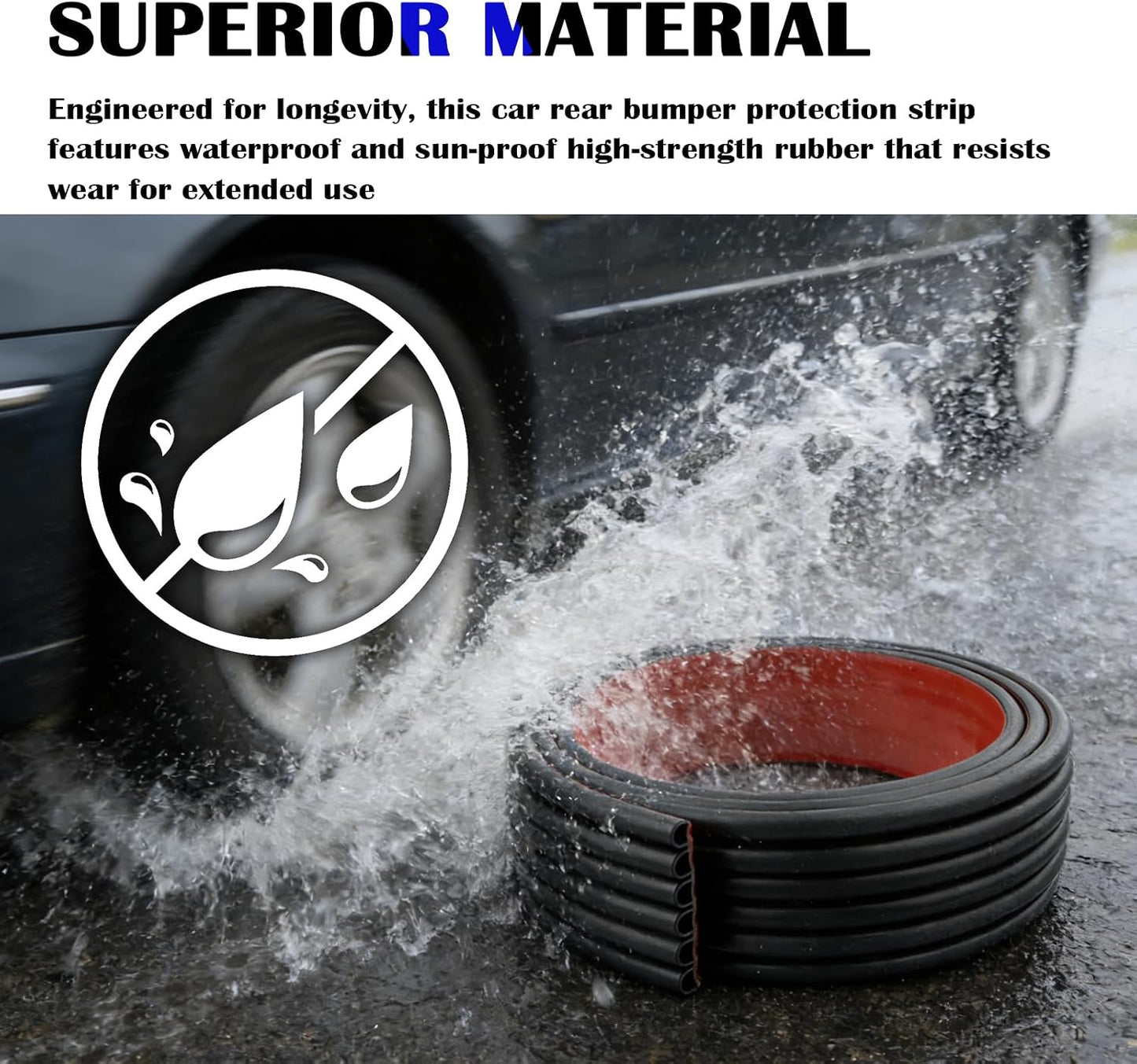 6.56Ft Car Rear Bumper Guard,Rubber Car Rear Bumper Protector Guard with 6-Hole Hollow Design & Strong Adhesive Backing,Anti-Collision Cars Bumpers Protector Cars Exterior Accessories