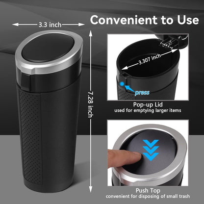 Car Trash Can Bin with Lid - 2 Packs Mini Car Garbage Can Cup Holder-Black Small Leakproof Vehicle Trash Garbage Can Bin-Automotive Car Organizers and Storage for Back Seat SUV Truck Accessories