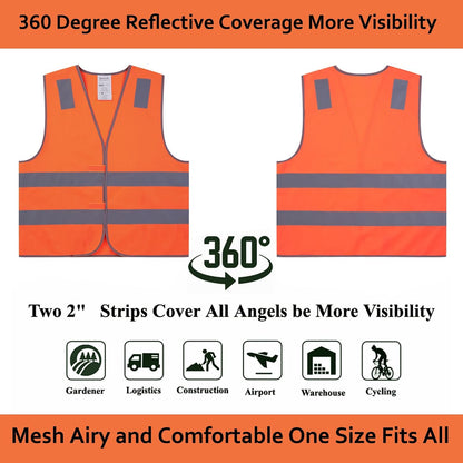 Safety Vests 10 Pack - Yellow Reflective High Visibility Construction ANSI Class 2 Work Vest for Men,Woman,Hi Vis Vest Mesh and Neon Silver Strip