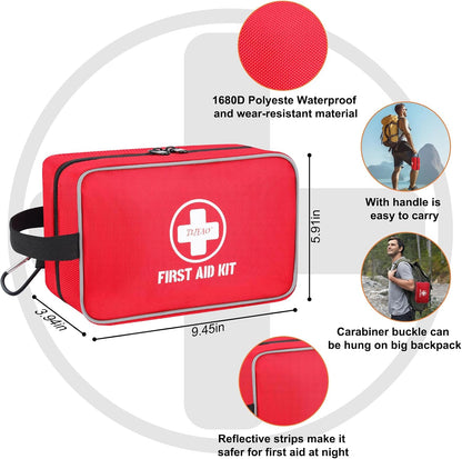 330 Piece First Aid Kit, Premium Waterproof Compact Trauma Medical Kits for Any Emergencies, Ideal for Home, Car, Travel, Camping, Hiking, Truck, Office, Sports (Medium)