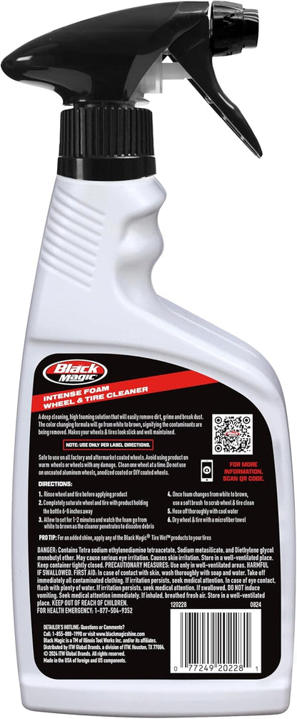Black Magic 120228 Intense Foam Wheel & Tire Cleaner, High-Foaming Formula for Deep Cleaning, Removes Dirt, Grime & Brake Dust – Safe on All Wheels, 22 Fl Oz