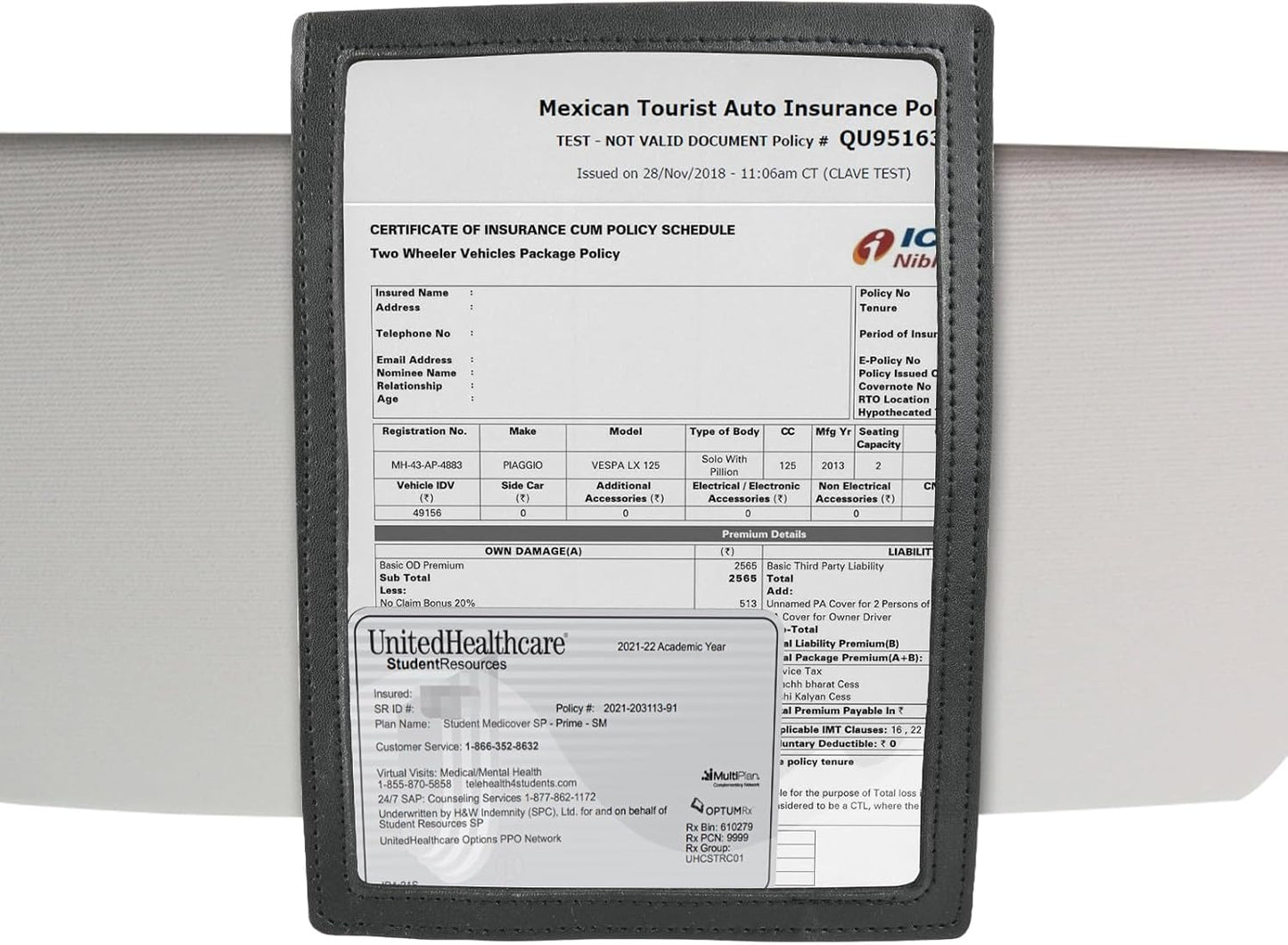Registration Insurance Card Document Holder for Visor, Carrying Case for Registration and Insurance, Adjustable Visor Bag Drivers License Holder for Photo, Fit Most Car, SUV and Truck (Horizontally)