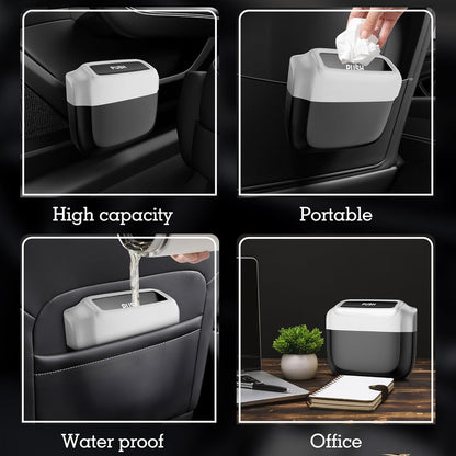 2 Packs Car Trash Can with Lid，Built-in Storage Garbage Bag，Leakproof Vehicle Trash，Car Accessories for Interior,Mini Garbage Bin for Automotive, Office, Kitchen,Bedroom，with 60pcs Trash Bags