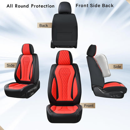 Coverado Seat Covers, Car Seat Covers Full Set, Black Car Seat Cover, Car Seat Covers Front Seats Back Seat Cover, Waterproof Car Seat Cushion, Leather Seat Covers Seat Protector Fit for Most Cars
