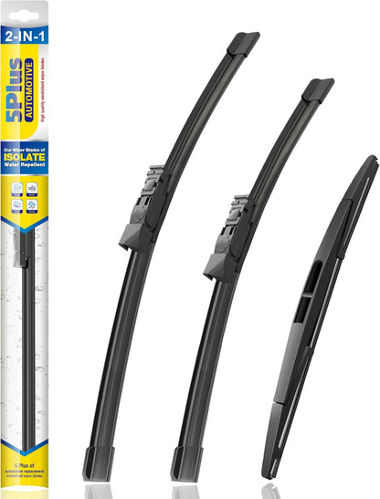 5 PLUS® Silicone Windshield Wipers Replacement for 2019-2024 Toyota RAV4/ 2006-2015 Mazda 5 Wiper Blades(Set of 3), Windshield Wiper Blades For My Car-26"/16"/12" - Colors B
