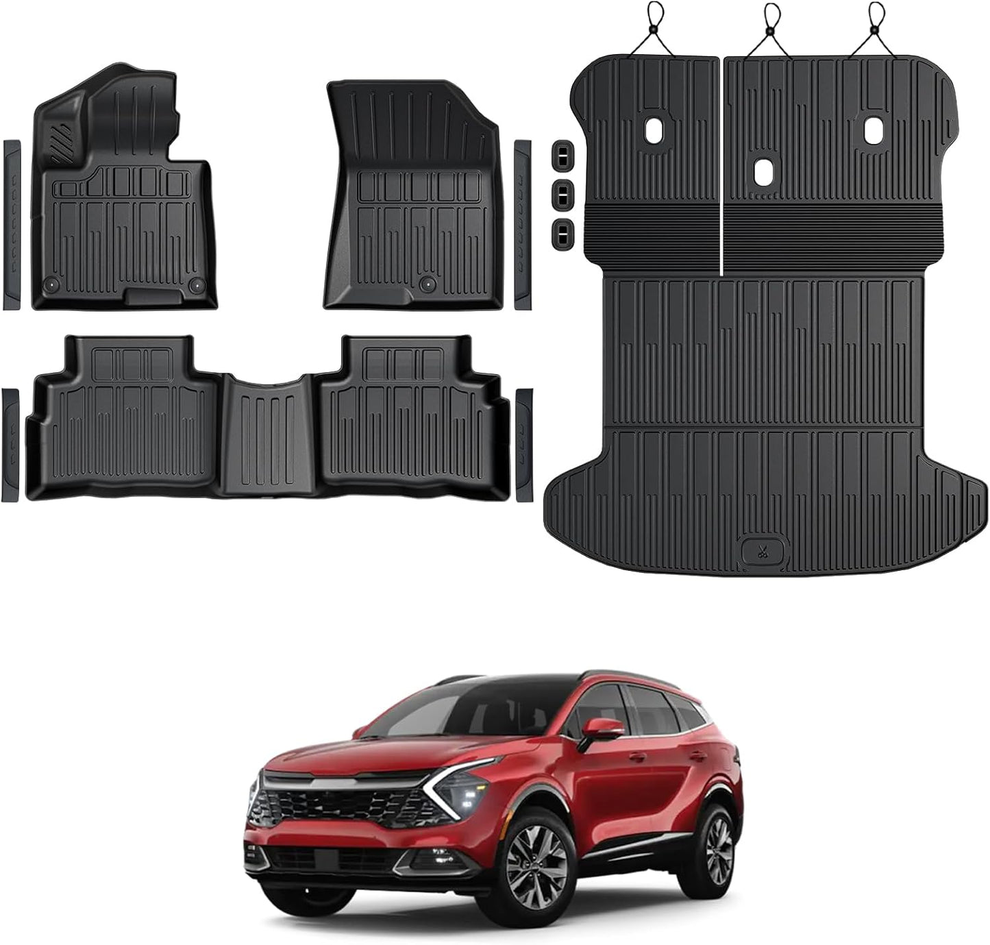 Floor Mats for Kia K5 2021-2026/Hyundai Sonata Gas 2020-2026, All Weather Floor Mats Trunk Cargo Liner Accessories, Full Coverage Set (Fit FWD Models)