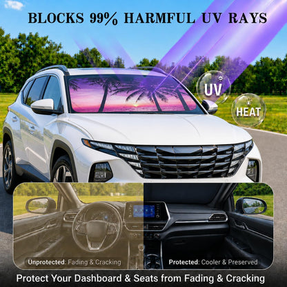 Car Windshield Sun Shade, Funny Cartoon Eyes Sun Visor for Car Windshield Universal Fits Sedan Compact Car Hatchback SUV, UV Heat Protection - 59 x 27.5