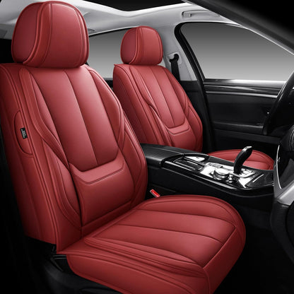 MINGBRON Car Seat Cover Full Set, Leather Car Seat Cover, Waterproof Seat Covers, Car Seat Cushion, Nappa Leather Seat Covers Car Seat Protector Universal Fit Most Cars Black