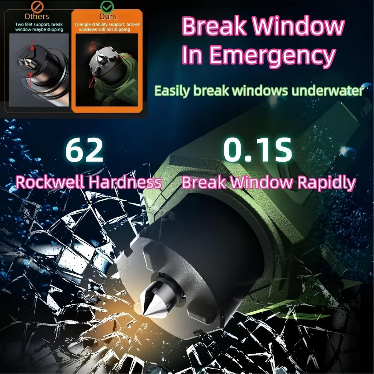Window Breaker and Seatbelt Cutter Keychain,2 in 1 Car Safety Hammer Glass Break Under Water,Emergency Window Punch Escape Tool for Vehicle (3, redgreenorange)