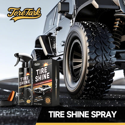 toretark Ceramic Tire Shine Spray — High-Gloss Wet Look Tire Coating with Ultra-Dense Nylon Brush Applicator, UV Protection, Long-Lasting Shine for Car Truck RV Motorcycle (16 Fl Oz)