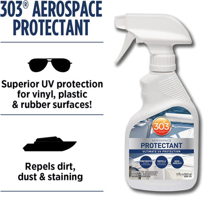 303 Products Marine Aerospace Protectant Spray, UV Protection for Boat Vinyl & Surfaces – Repels Dust, Dirt & Staining, Matte Finish, Restores Like-New Appearance, 32 oz