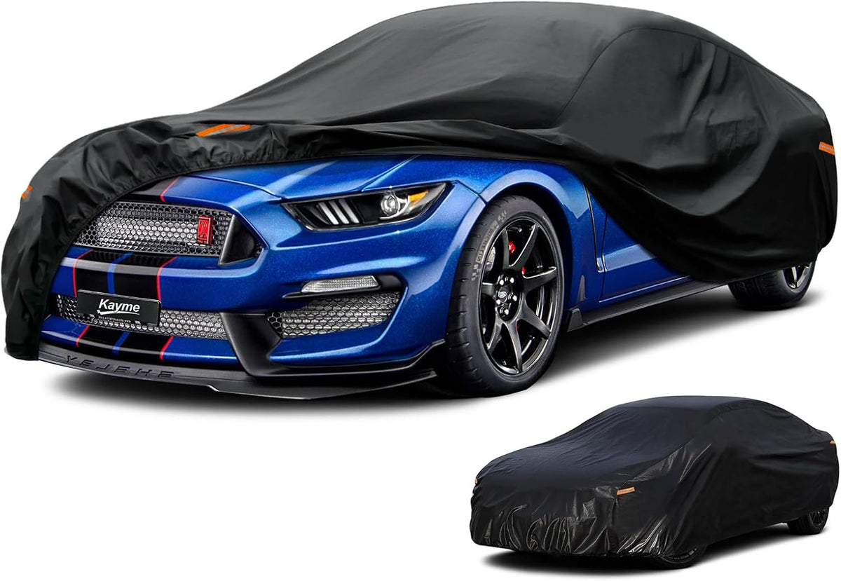 Kayme Sedan Car Cover Waterproof All Weather for Automobiles - See Vehicle Size Chart for Accurate Fit - Outdoor Full Exterior Cover Sun Rain Snow UV Protection with Zipper. Size A4 (See Size Chart)