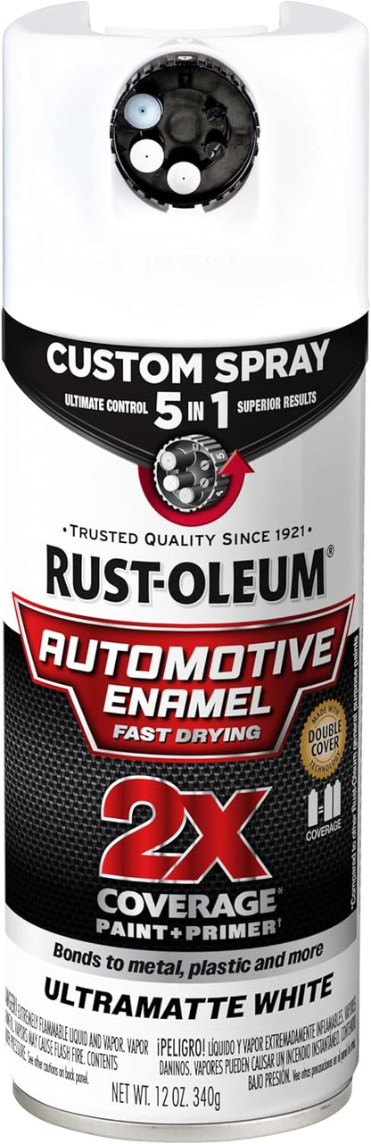 Rust-Oleum 2X Automotive Enamel Custom Spray 5-in-1 Spray Paint, 12 oz, Gloss Clear