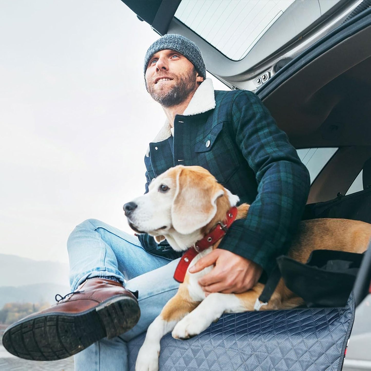 Dog Cargo Liner for SUVs - Waterproof Large Non-Slip Pet Trunk Mat with Bumper Flap Protector, Universal Fit for SUVs, Sedans, Vans