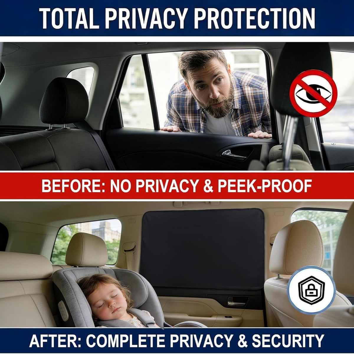 XCBYT Car Window Shades - 4 Pcs Car Privacy Curtains - 100% Block Light Car Window Covers - Magnetic Side Window Sun Shade Keeps Cooler for Breastfeeding, Taking a nap, Changing Clothes, Camping