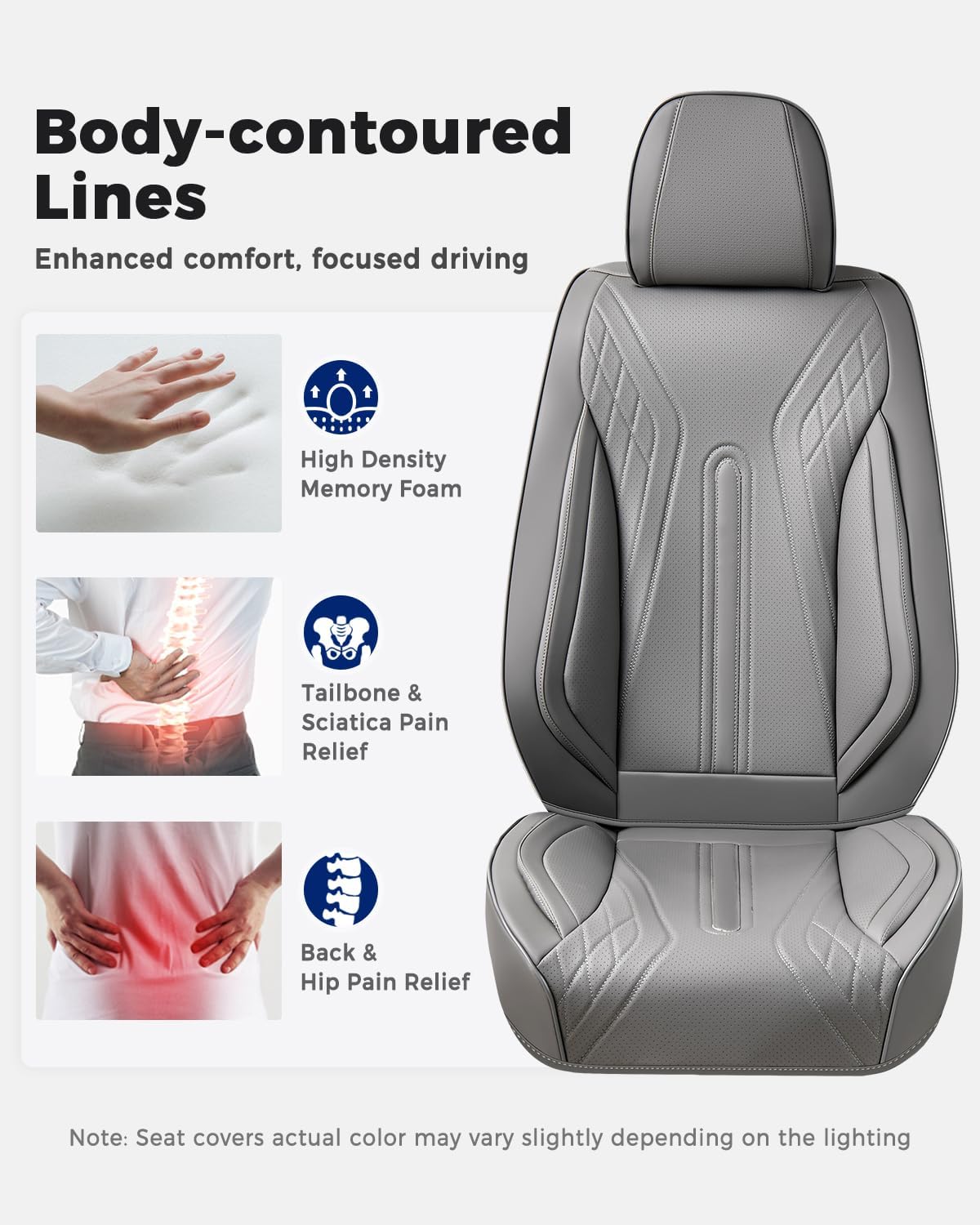Huidasource Coffee Seat Covers Full Set, Universal Fit for Most Cars Trucks SUV, Full Coverage Leather Seat Cover, Airbag, Cupholder Compatible, Velcro Adjustable, Heaating/Cooling Function Retain