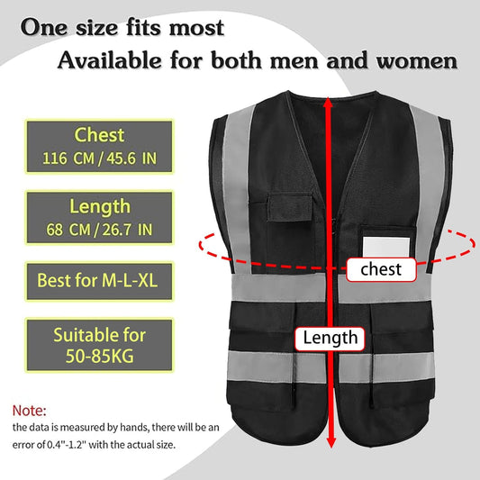 Safety Vests 20 Pack,Hi Vis Construction Vest with 5 Pockets and Zipper,Reflective Vest for Men Women Work One Size