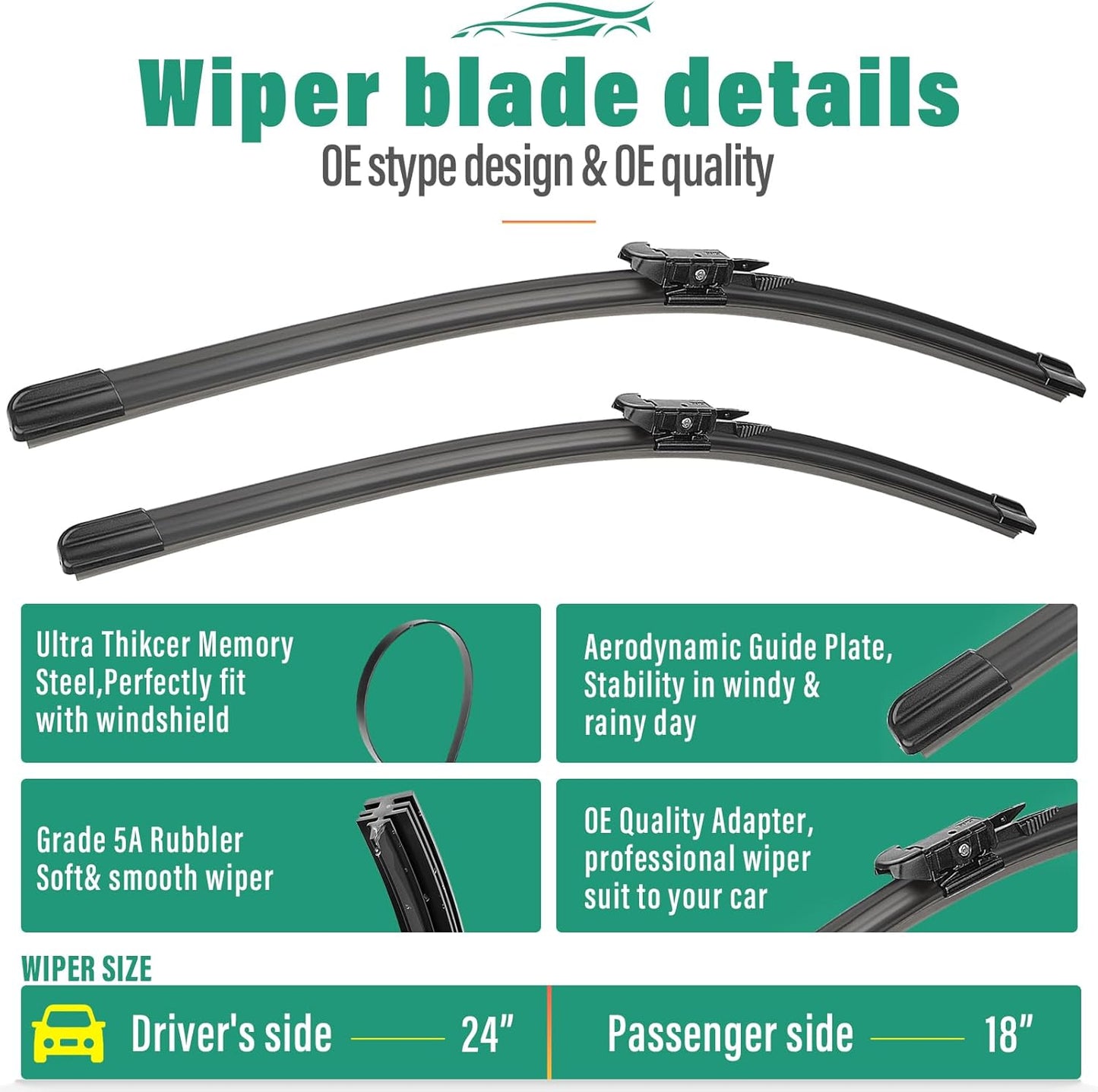 26" 16" 11" Windshield Wiper Blades Replacement for Chevrolet Chevy Trax 2024 2025 2026 Premium All Weather Front Rear Wipers Set - OEM Quality (Pack of 3) - Colors D
