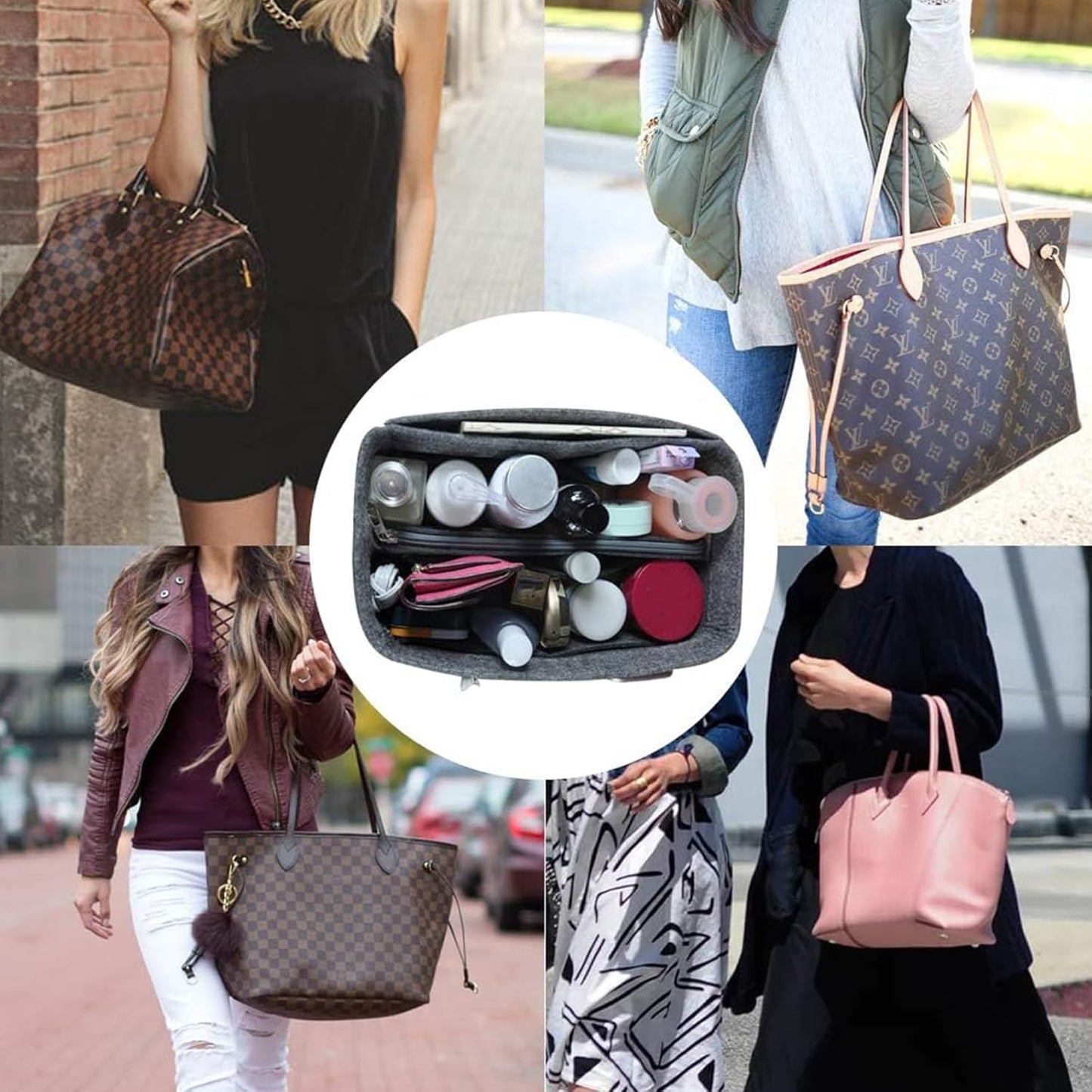 OMYSTYLE Purse Organizer Insert, Felt Tote Bag Organizer Insert with 5 Sizes, Handbag Dividers for Inside Purse, Compatible with Longchamp, Neverful, Speedy and More