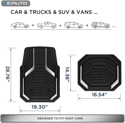 PIC AUTO Heavy Duty Rubber Floor Mats, Purple Aluminum Film Car Mats Set, Front and Rear Car Mats with Anti-Slip Backing, All Weather Protection, Trim-to-Fit for Automotive SUV, Sedan, Van