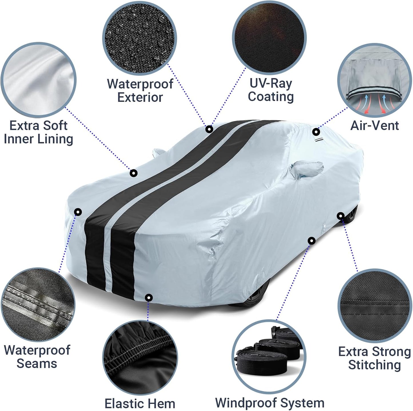 iCarCover Premium Car Cover for 1990-2017 Lexu s LS400, LS430, LS460 Heavy Duty Waterproof All-Weather Automobiles Custom Fit Indoor Outdoor UV Snow Protection Covers with Straps and Bag - Colors B