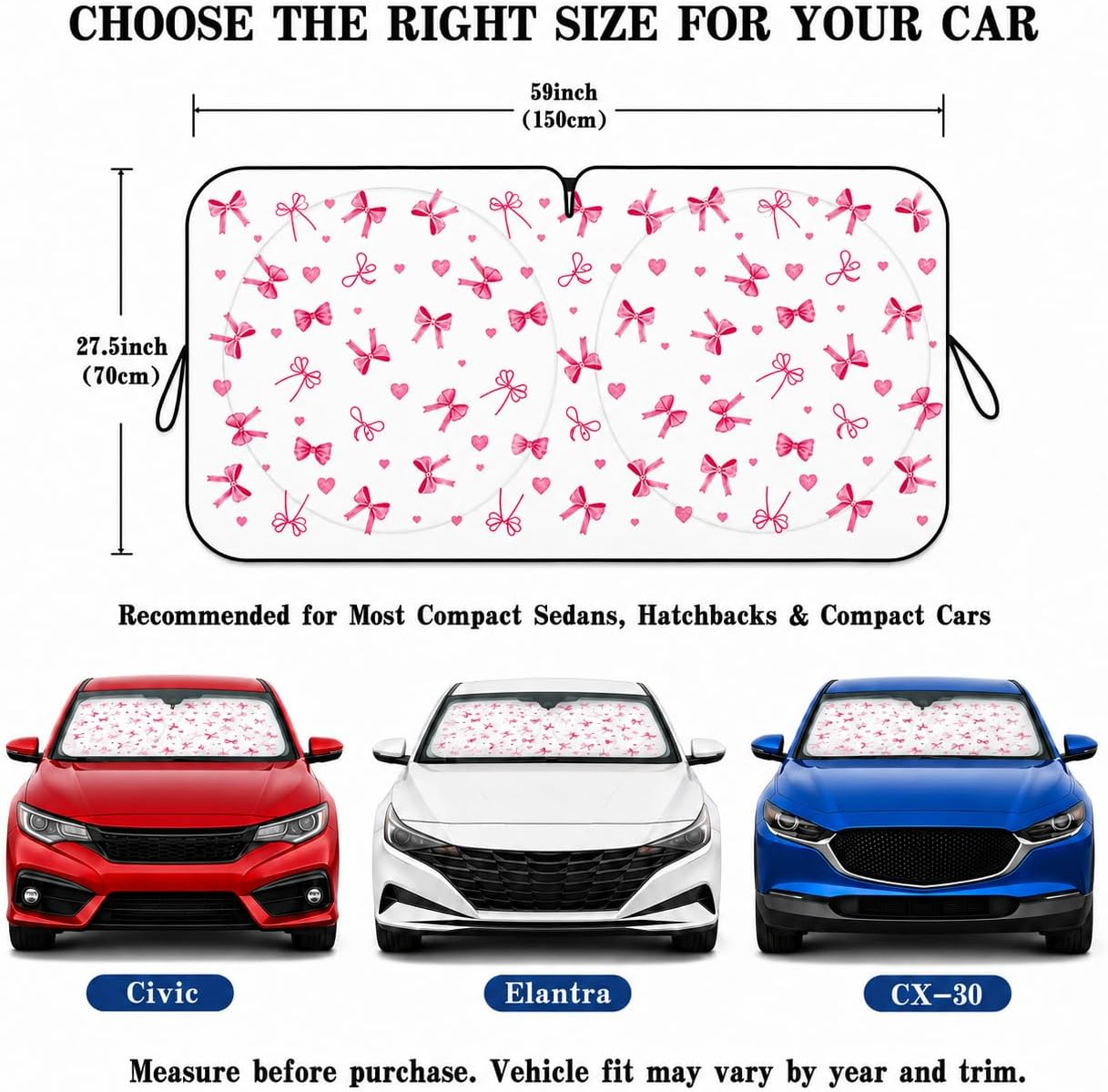 Car Windshield Sun Shade, Funny Cartoon Eyes Sun Visor for Car Windshield Universal Fits Sedan Compact Car Hatchback SUV, UV Heat Protection - 59 x 27.5