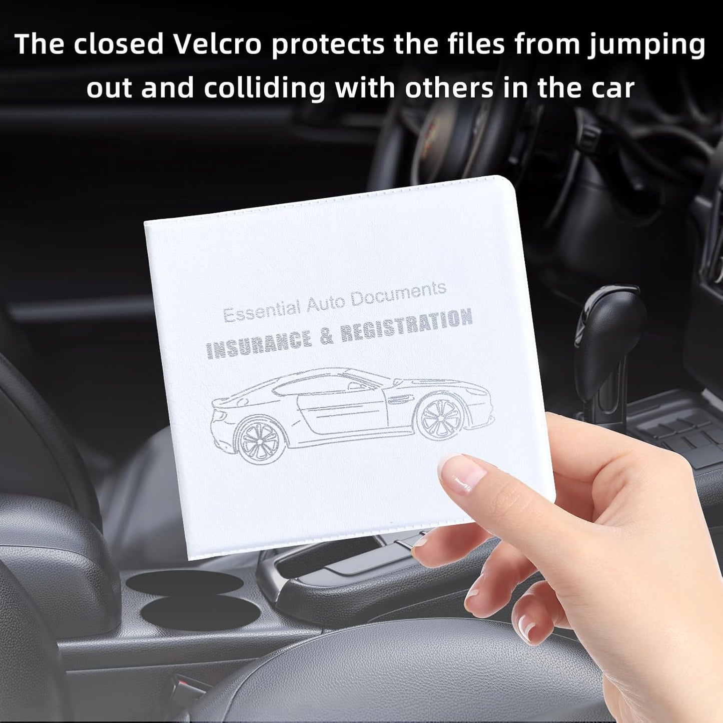 Ziciner Car Registration Insurance Holder, 2Pack Essential Auto Card Document Glove Box Organizer with Touch Fastener, Vehicle Interior Accessories Perfect for Most Car, Truck, SUV (Red/Small Car)