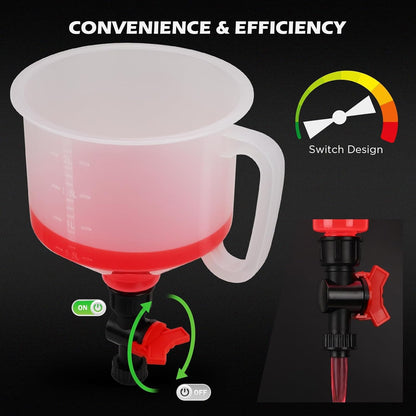 18-Piece Engine Oil Funnel Kit, 1.59QT/1.5L Automotive Oil Funnel Set with 12 Adapters, Elbow Fitting, Arrow Screen and Magnetic Storage Hooks Tray, Compatible with GM, Ford, BMW, Audi, Land Rover Etc