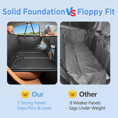 HOB4U Dog Car Seat Cover for Back Seat, Hard Bottom Back Seat Extender for Dogs, Dog Hammock for Car SUV and Trucks - Waterproof, Anti Scratch，Easy to Clean, Supports 400lbs