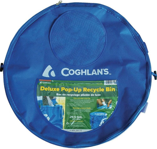 Coghlan's Deluxe Durable Pop-Up Trash Can – Collapsible Garbage Bin with Zippered Lid, Bag Clips, and Anchoring Points for Camping, Home, and Outdoor Use – 29.5 Gallon
