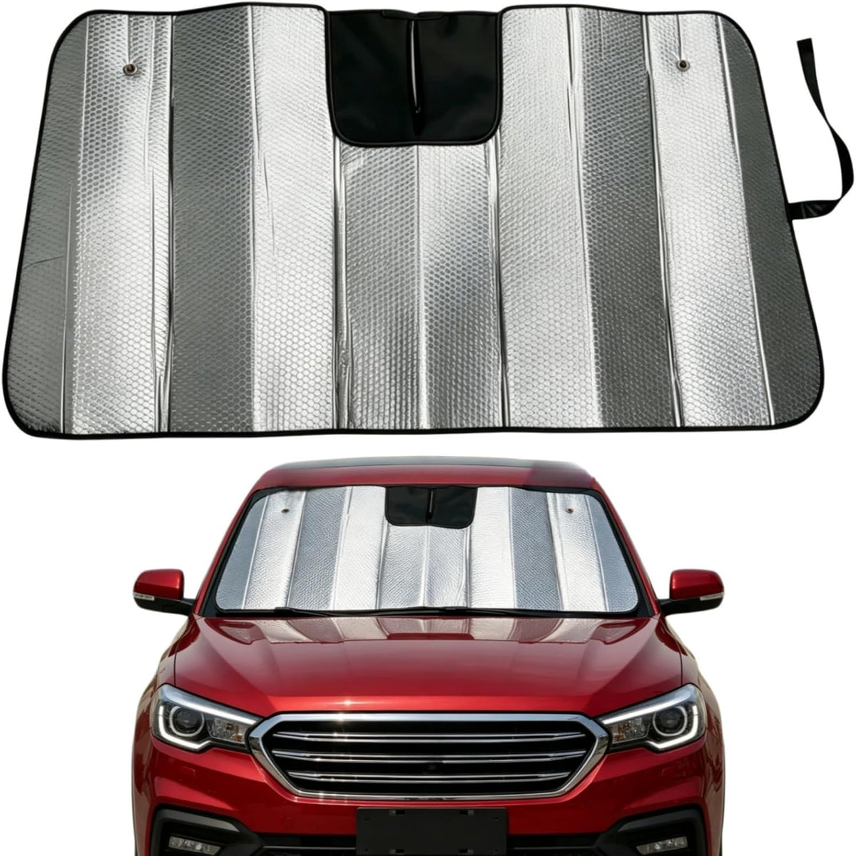 GWUSKDT Car Sun Shade, Sun Protector,Foldable Front Window Shade-Thicken 5-Layer Bubble for Auto Windshield UV Protection and Heat Reflector 58"x 27.5" (Blue)