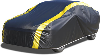 Car Cover Waterproof All Weather for Automobiles, 6 Layers Outdoor Full Exterior Cover Rain Sun UV Snowproof Protection with Zipper Cotton, Mirror Pocket for Sedan (190-195 inch)